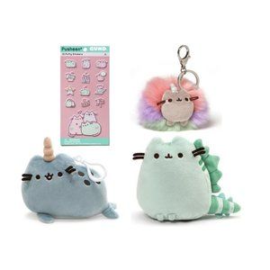 GUND Push Stuffed Animal Key Chain Clip-On Backpack Back to School Stickers